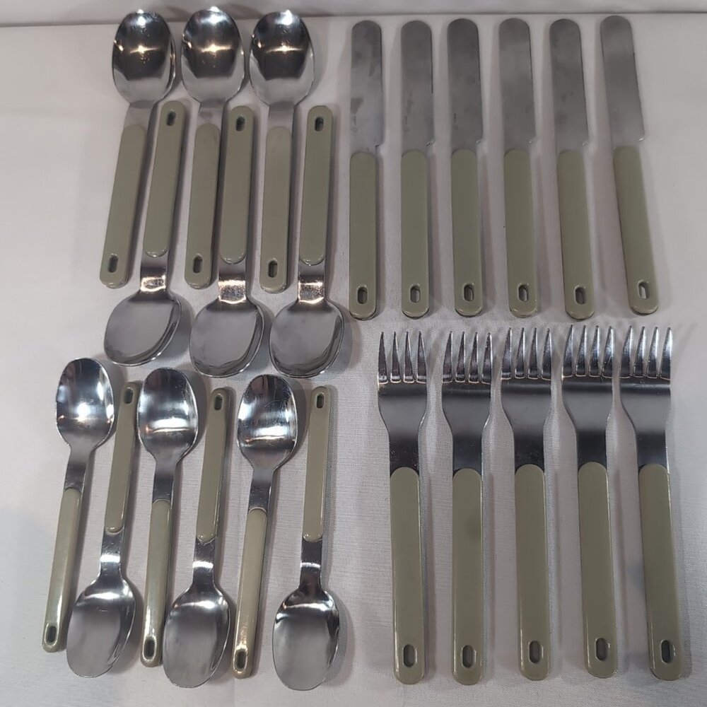 Oneida Northland 23 Set Lot Flatware Stainless Colormates Seafoam Green Spoon